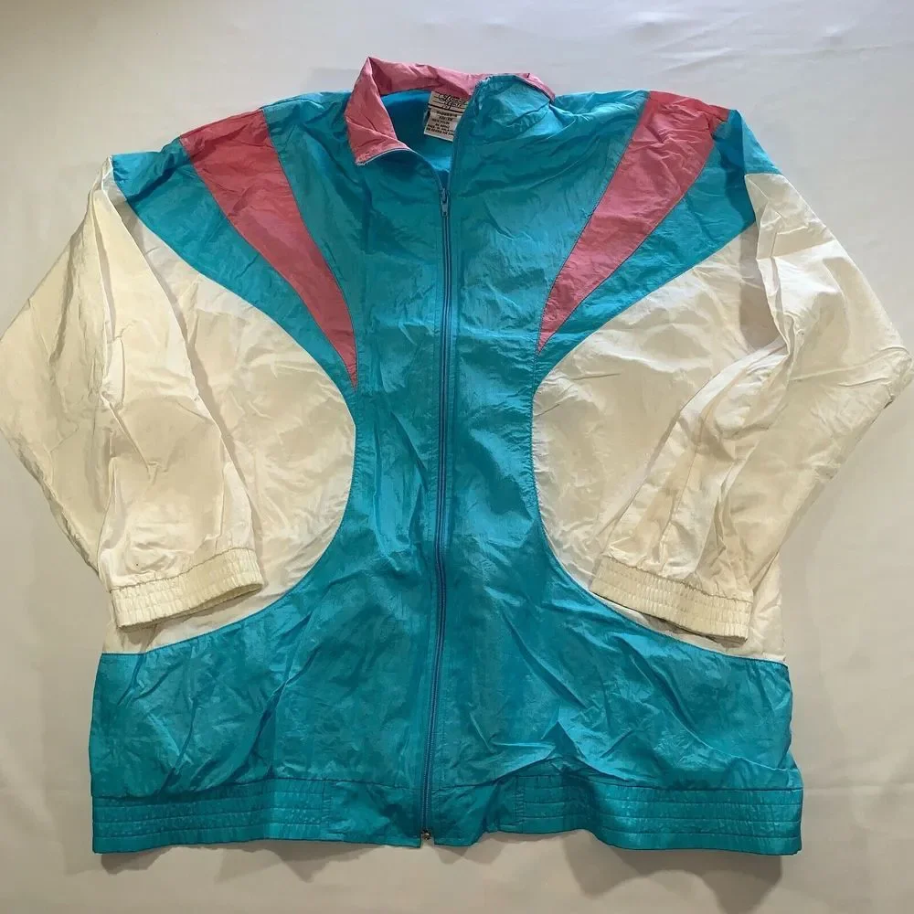 Vintage Bridge Gate Track Jacket Blue Pink‎ White Size Women's 1X Windbreaker